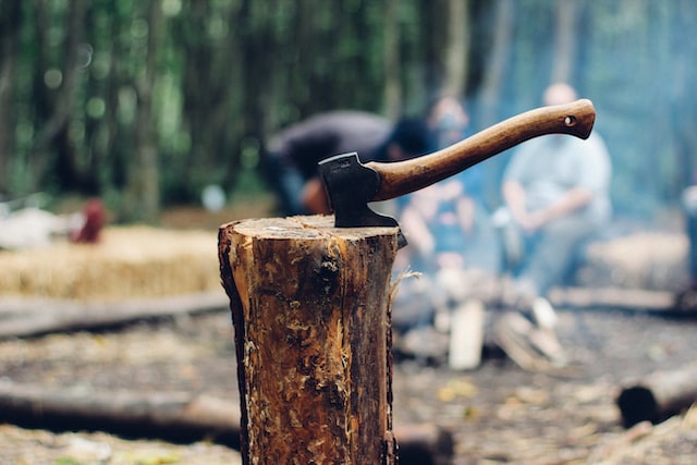 axe on a tree stump